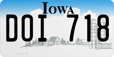 IA license plate DOI718