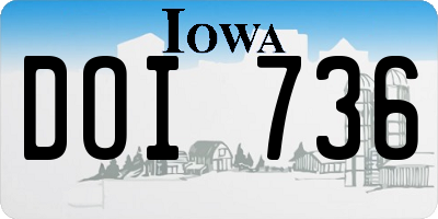 IA license plate DOI736