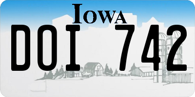 IA license plate DOI742
