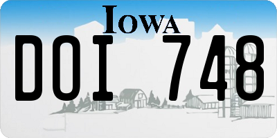IA license plate DOI748