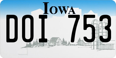 IA license plate DOI753