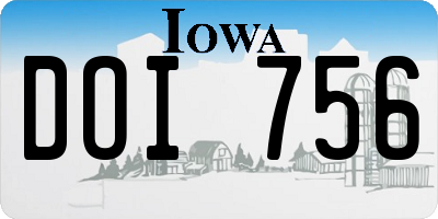 IA license plate DOI756