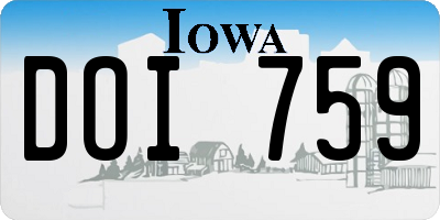 IA license plate DOI759