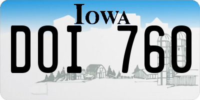 IA license plate DOI760