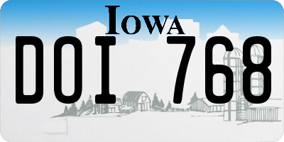 IA license plate DOI768