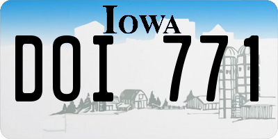 IA license plate DOI771