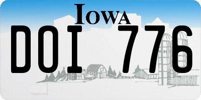 IA license plate DOI776