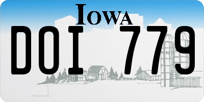 IA license plate DOI779