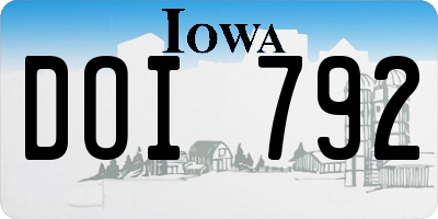 IA license plate DOI792