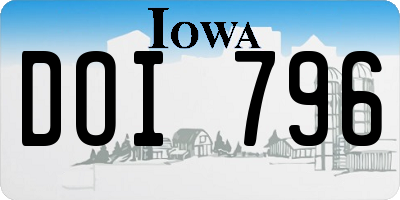 IA license plate DOI796