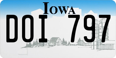 IA license plate DOI797