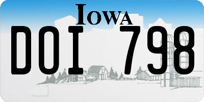 IA license plate DOI798