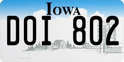 IA license plate DOI802