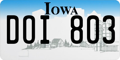 IA license plate DOI803