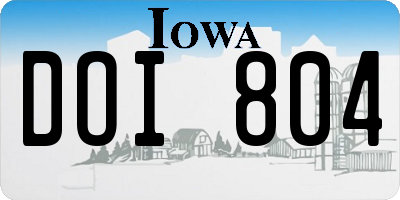 IA license plate DOI804