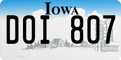 IA license plate DOI807