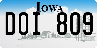 IA license plate DOI809