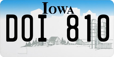 IA license plate DOI810