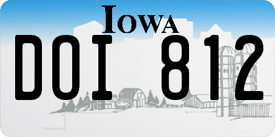 IA license plate DOI812