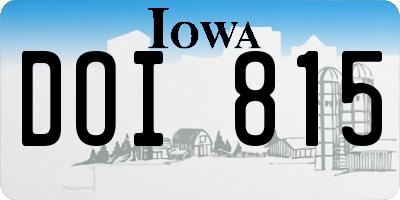 IA license plate DOI815