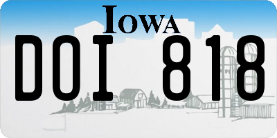 IA license plate DOI818