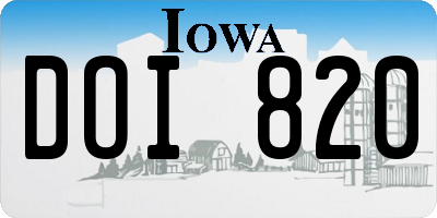 IA license plate DOI820