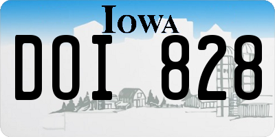 IA license plate DOI828