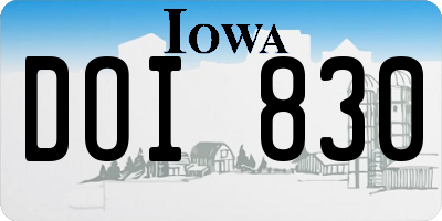 IA license plate DOI830