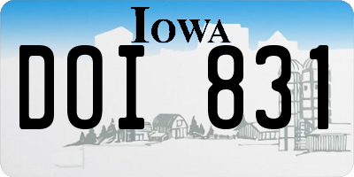 IA license plate DOI831