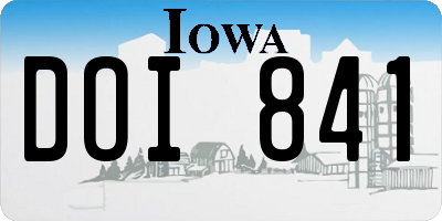 IA license plate DOI841