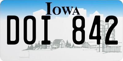 IA license plate DOI842
