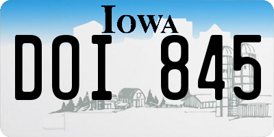 IA license plate DOI845