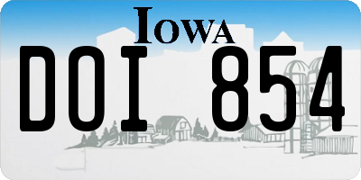 IA license plate DOI854