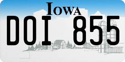IA license plate DOI855