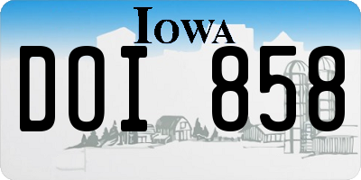 IA license plate DOI858