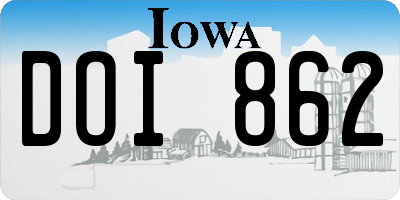 IA license plate DOI862