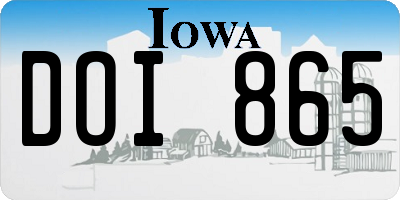 IA license plate DOI865