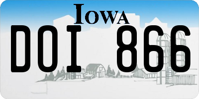 IA license plate DOI866