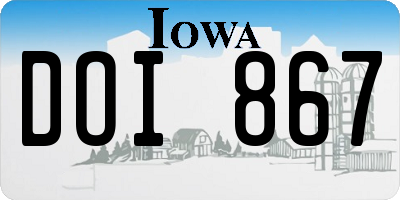 IA license plate DOI867