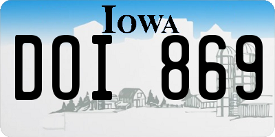 IA license plate DOI869