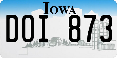 IA license plate DOI873