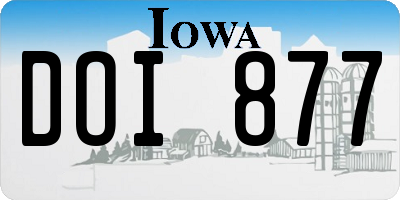 IA license plate DOI877