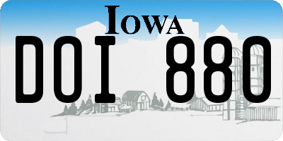IA license plate DOI880