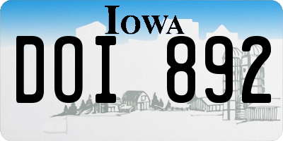 IA license plate DOI892