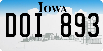 IA license plate DOI893