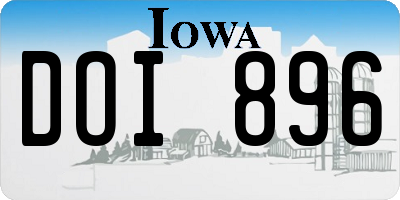 IA license plate DOI896