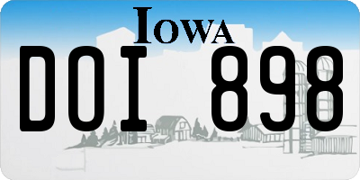IA license plate DOI898