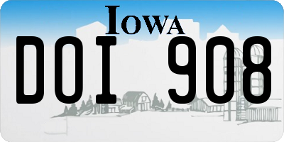 IA license plate DOI908