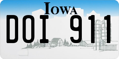 IA license plate DOI911