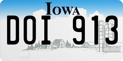 IA license plate DOI913